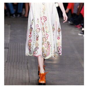 Moschino Runway White Embroidered Skirt